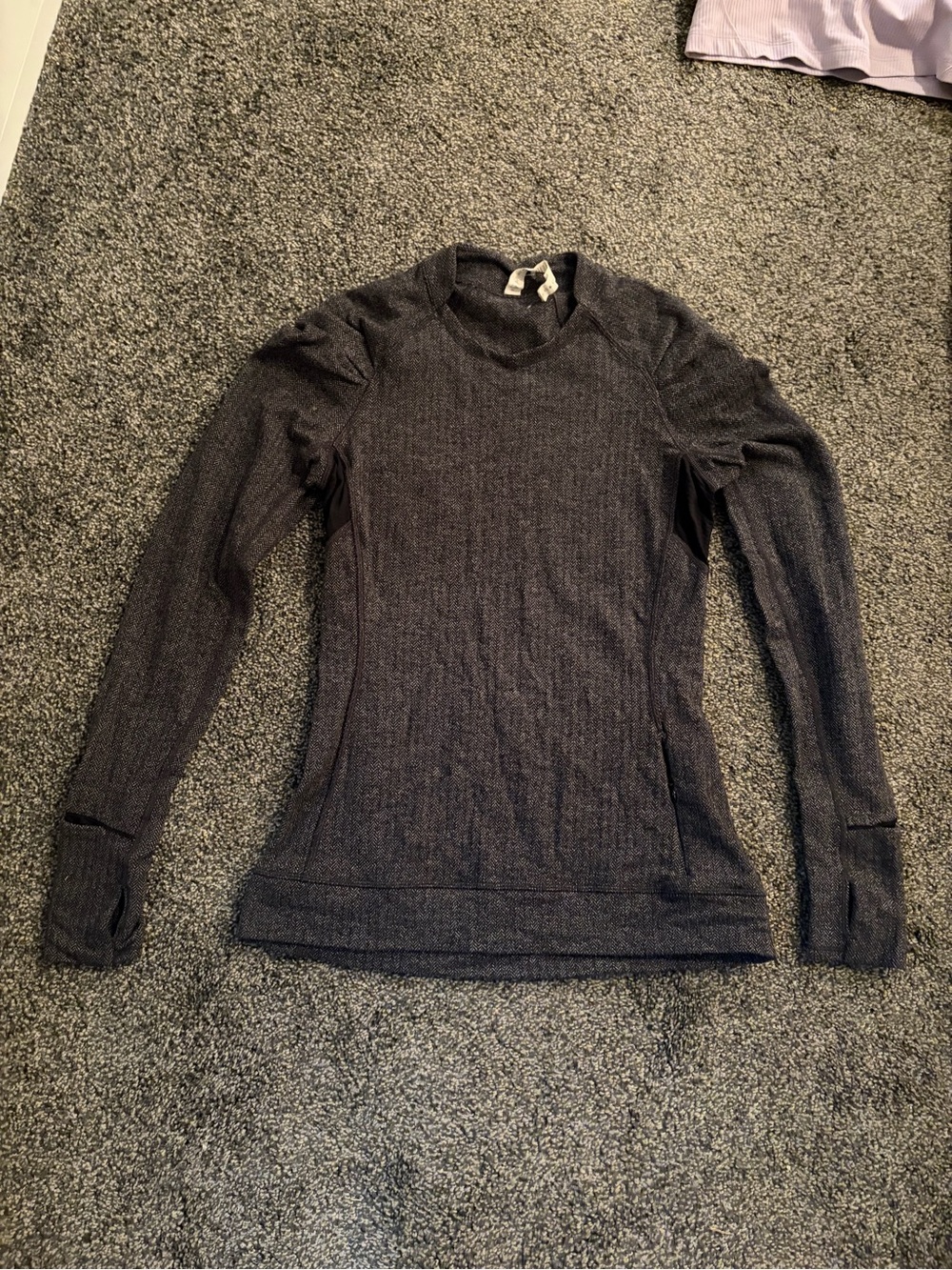 lululemon athletica Heathered Dark Gray Herringbone Crewneck Top